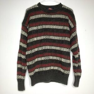 < Vintage Stone Haven Striped Knit Grandpa Sweater >